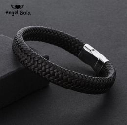 2018 Fashion Stainless Steel Chain Genuine Leather Bracelet Men Vintage Male Braid Jewelry for Women Man Buddha Bracelet31709869190