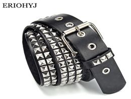 Belts Unisex Fashion Belt Rivet For WomenMen Studded Punk Rock With Pin Buckle Woman Black Ceinture Femme1391511