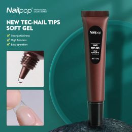 Kits Nailpop 20g New Tec Nail Tips Soft Gel Transparent Nail Gel Soak Off Uv Led Nail Art Gel Varnish Function Gel Nail Extension Gel