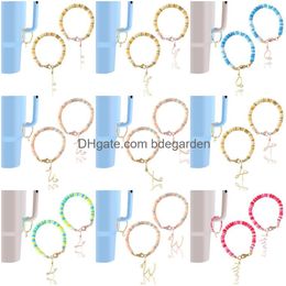 Keychains Lanyards Letter Charm For Cup - Stainless Steel Initial Charms Personalised Handle Tumbler And Simple Modern Drop Delivery Ot3Am