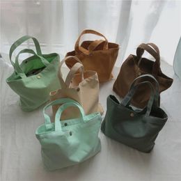 Shopping Bags Fashion Canvas Women Solid Colour Bag Eco-Friendly Foldable Grocery Folding Pocket Tote Shoulder Handbag