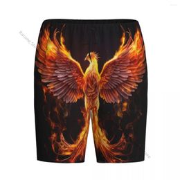 Men's Sleepwear Summer Shorts Pajamas For Men Burning Bird Phoenix Loose Soft Short Pajama Pants