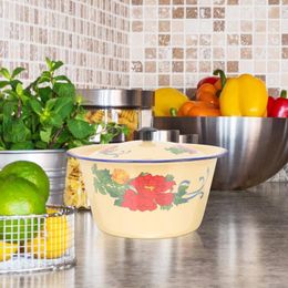 Dinnerware Sets Enamel Bowl Kitchen Enamels Supply Vintage Enamelware Washing Basin With Cover Storage Pot Salad