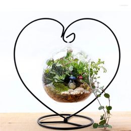 Candle Holders Hanging Stand Heart-shaped Metal Iron Wire Wedding Holder Candlestick Micro Landscape Glass Ball Lantern