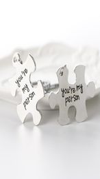 Valentines Day Keychain Cute Puzzle Pendant Stainless Steel Couple Keyring Engraved Youre My Person Cp Jewellery New Arrival2079076