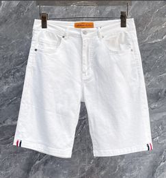 Summer Men Jeans Shorts Luxury Brand Designer White Mid Waist Casual Fashion Cool Breathable Style Slimming Stretch Embroidery Denim Shorts