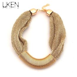 Necklaces UKEN Ladies Charm Choker Fashion Net Ropes Cross Spring Metal Chain Collar Necklaces For Women Party Fashion Accessories