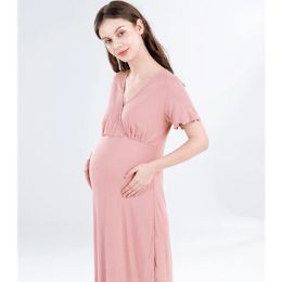 Dresses Fdfklak M3XL Large Size Thin Summer Maternity Breastfeed Nursing Nightgowns Room Wear Nightie Mothers Pregnancy Nightdress