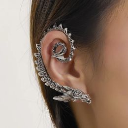 Earrings Retro Punk Dragon Right Ear Cuffs Earrings For Women Silver Colour Vintage Gothic Ear Clips Earring Hip Hop Girls Jewellery