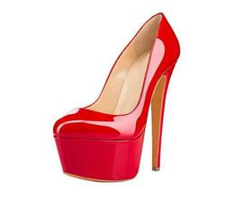 Dress Shoes Lady Platform Pumps 16CM High Heel Wedding Nude Patent Leather Office Classic Plus Size 34-46 H240423
