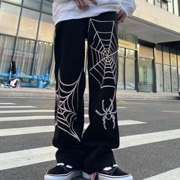 Men's Pants Korean Hiphop Streetwear Men Jeans Spring Autumn Straight Y2K Vintage Loose Oversize Print Casual Wide Leg Trousers