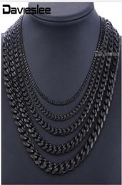 Stainless Steel Chains Necklace for Men Black Silver Gold Mens Necklaces Curb Cuban Davieslee Jewellery Gifts 3 5 7 9 11mm DLKNM09273673360