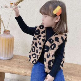 Coats Newborn Baby Girl Fleece Leopard Print Vest Infant Toddler Sleeveless Warm Coat Spring Autumn Winter Outwear Baby Clothes 12M7T