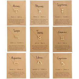Necklaces 12 Constellation Necklaces for Women Girl Aries Capricorn Taurus Necklace Gifts Message Card Pendant Jewellery