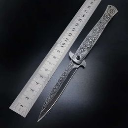 Creative Swordfish Emed Folding Knife High Hardness Survival Camping Hunting and Fishing Forged Carved Handle Fruit Knives