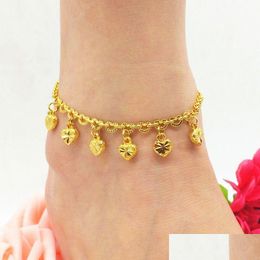 Anklets Lucky Bracelet On The Leg Yellow Gold Filled Heart Bell Woman Lovely Fish Jewellery Gift 220321 Drop Delivery Dhm2S