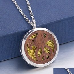 Lockets Aroma Per Diffuser Necklace Wood Peace Bird Locket Pendant Diy Jewellery For Fragrance Essential Oil With Pads Drop Delivery N Dhzho