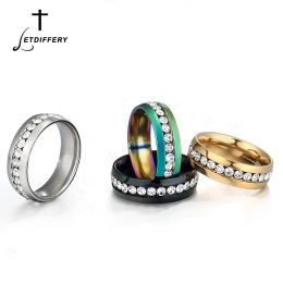 Bands Letdiffery 316L Stainless Steel Charm 6MM Rings For Couple 4 Colors Ring Anniversary Gifts Jewelry for Men Women