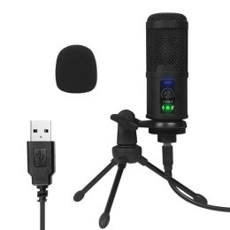Microphones USB Microphone for Gaming Streaming 192k Tabletop Condenser Mic Set for Laptop/Computer Recording Karaoke Wired With Tripod