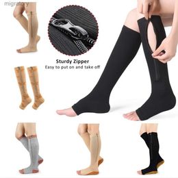 Men's Socks Mens and womens zippered compression socks soft cotton accessories open sturdy suitable for documents yoga outdoor Brev Pilates yq240423