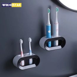 Heads WIKHOSTAR Electric Toothbrush Holder Wall Mounted Double Hole Toothbrush Holder Storage Rack Bathroom Accoessories Set