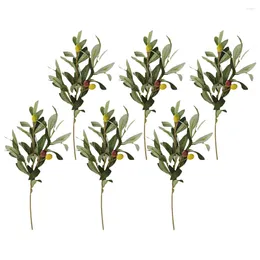 Decorative Flowers 6 Pcs Artificial Olive Branch Tree Household Branches Plastic Flower Arrangement Decor For Vases Faux Plant