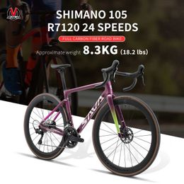 Bikes SAVA R16-7120 Road Bike 24-Speed Carbon Fibre road bike Carbon Fibre Handlebars+Wheels With SHIMAN0 105 R7120 Racing Bike Y240423