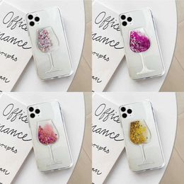 Cell Phone Bumpers Red Wine Glass Liquid Phone Case For iPhone 14 13 Mini 11 Pro Max Glitter Soft Back Cover For iPhone 15 12 X XR XS Max 7 8 Plus Y240423