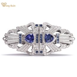 Jewellery Wong Rain Luxury 925 Sterling Sliver Sapphire High Carbon Diamond Gemstone Women Brooch Brooches Fine Jewellery Anniversary Gifts