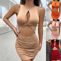 Summer Womens Tight Nightclub Dress Sexy Hollow Pleated Suspender For Women