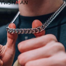 Necklaces Fashion New Figaro Chain Necklace For Men Punk Silver Colour Stainless Steel Long Necklace Men Hip Hop Jewellery Gift