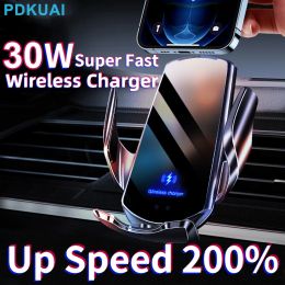 Chargers 30W Car Wireless Charger Automatic Magnetic Chargers Mount Phone Holder Air Vent for iPhone 14 13 12 11 8 Samsung Fast Charging