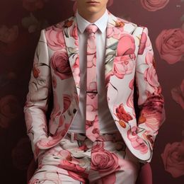 Men's Suits Luxury Printed Men Two Piece Summer Fashion Notch Lapel Single Breasted Clothing Chic Party Stage Performance Casual Suit