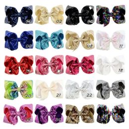 20pcs 6 inch Girls Embroideried Sequin Bows With Alligator Clips Colorful Hairpins Shinny Barrette Hair Accessories HD852 LL