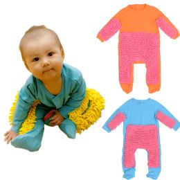 One-Pieces Hot Baby Mop Romper Outfit Unisex Boy Girl Polishes Floors Cleaning Mop Suit Autumn Winter Kids Crawls Toddler Swob Jumpsuit