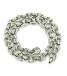 Hip Hop 12mm Gold Silver Color Plated Iced Out Puff Marine Anchpr Chain Link Bling Necklace for Men 291 J26601199