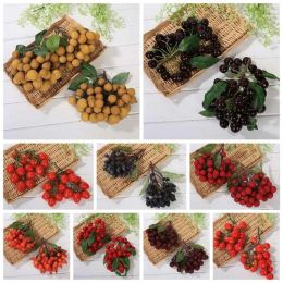 Party Decoration Home Po Props Longan Tomato Pomegranate Blueberries Cherry Fruit Model Artificial Fruits Branches 2024423