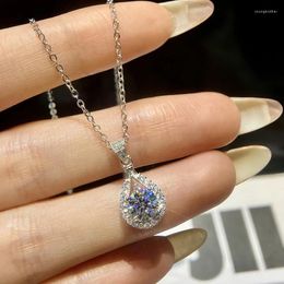 Pendants GRA 1CT Brilliant Water Drop Certified Moissanite Diamond Necklace For Women Gift Real 925 Sterling Silver Engagement Fine Jewel