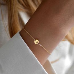 Link Bracelets Classic 26 Initial Letter Women Bracelet Fashion Stainless Steel Chain For Jewellery Gift
