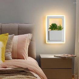 Wall Lamp Rectangle 220x150mm 11W Modern Led Bedside White Color With Plant Lights For Bedroom Living Room Sconce