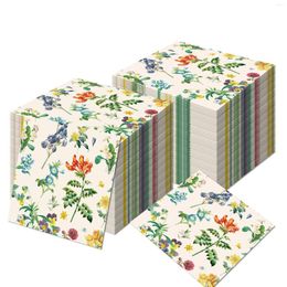 Table Napkin 100PCS Square Flower Paper Napkins 33 33CM 2-Ply Wild Foral Tulip Sevring Hand Towels For Wedding Party Home El