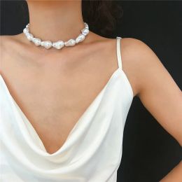 Necklaces Fashion Big Baroque Pearl Necklace For Women New Style Statement Irregular Choker Collares Party Jewellery