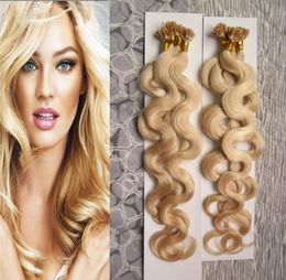 Blonde Hair 200g 1gstrand Double Drawn U Tip Hair Extension Keratine Body Wave Pred Bond Keratin Human Hair Extension6486121