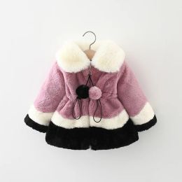 Coats Winter newborn baby girl clothes outfits wear warm big fur collar waist fake fur outerwear for girls baby clothing birthday coat