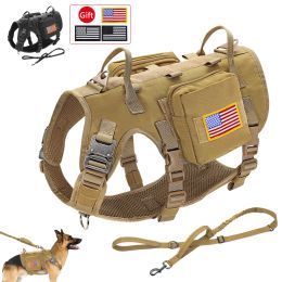 Harnesses Tactical Dog Harness Leash Durable Military Dog Harness Vest MOLLE For Large Dogs erman Shepherd Training Harnesses With Pouches