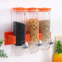 Storage Bottles Kitchen Wall Mounted Dry Food Cereal Dispenser Grains Sealed Tank Multiple-Use Airtight Clear Design