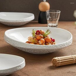 Bowls Irregular Salad Ceramic Soup Luxurious And High-end White Shaped Tableware In El Restaurants.