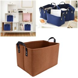 Baskets Foldable Laundry Storage Basket Closet Clothing Organiser Bags Cosmetic Sundries Felt Storage Box with Handle Household