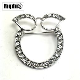 Brooches Crystals metal eyeglass charm eyeglasses holder pin brooches fashion functional jewelry 4Plating colors optional 6pcs lot