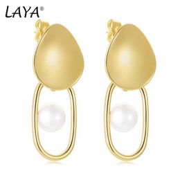 Charm Vintage Brass Discs Hollow Boxes Earrings For Women Gold Colour Geometric Chic Stylish Pearl Dangle Drop Earrings Fashion Jewellery Y240423